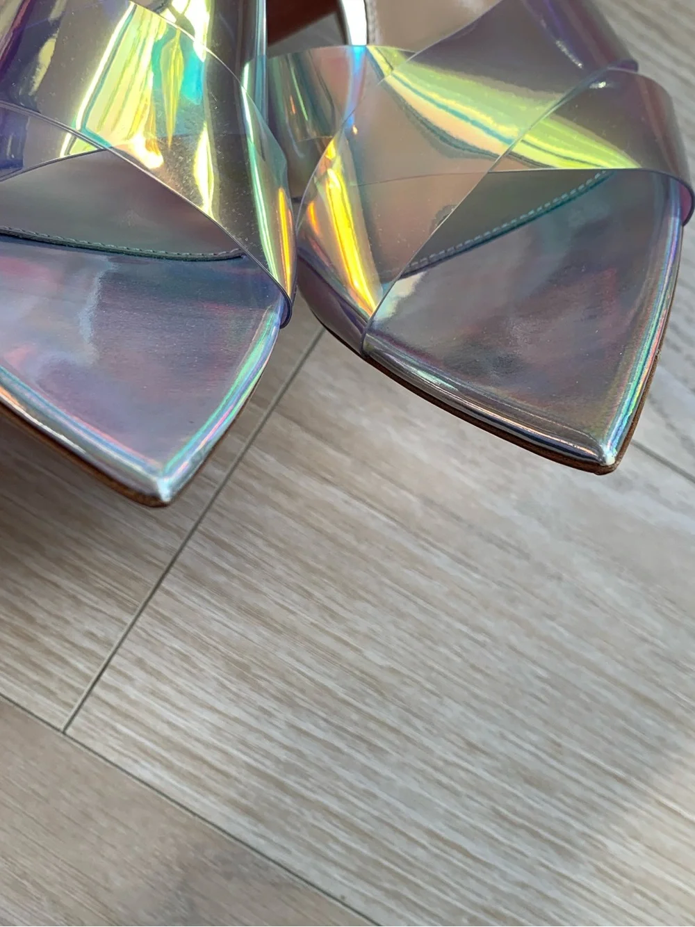 Gianvito Rossi Iridescent Leather and PVC Stark Sandals Heels NWT Size 39.5 IT - Picture 8 of 10
